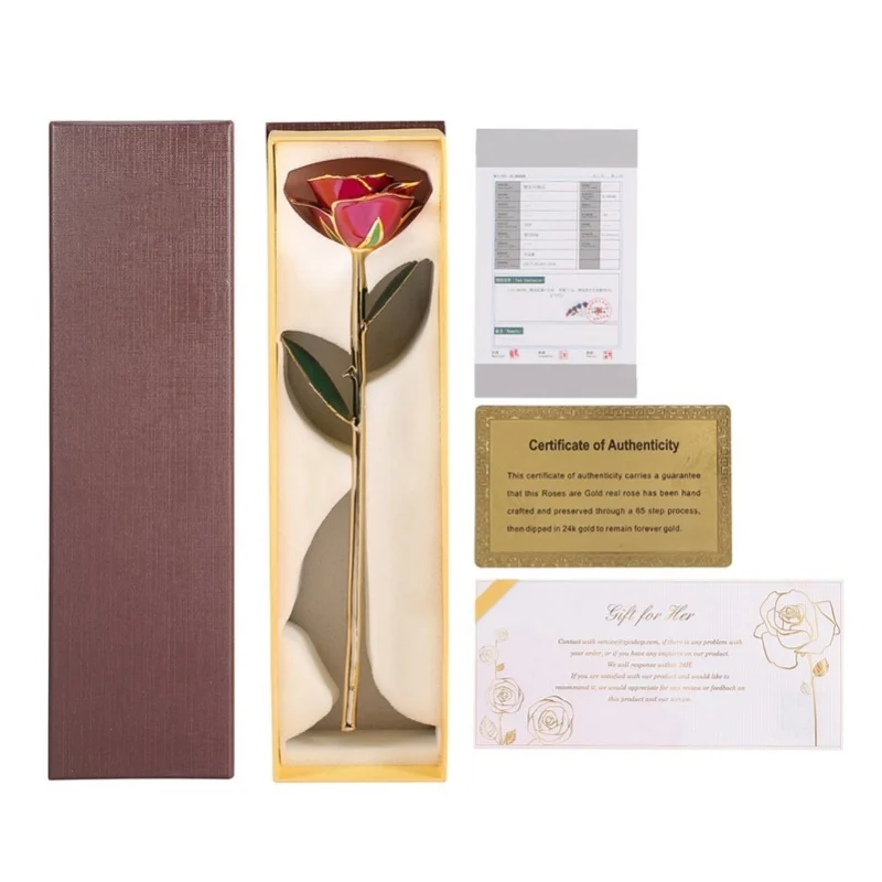 

F5 Artificial Rose Gold Dipped Trimmed Rose Preserved Rose Personalised Anniversary Gifts For Women On Birthdays Mother'S Day
