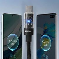 Câble de charge USB Type C en Nylon 240W, très rapide, pour Samsung, Xiaomi, Huawei, Honor, affichage numérique LED, cordon de données 4