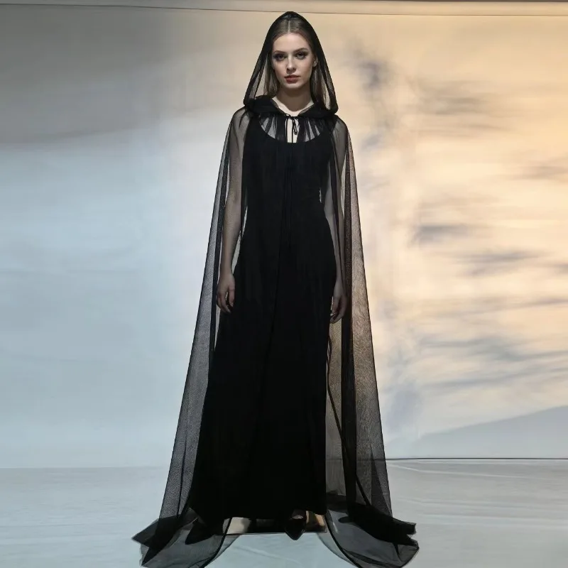 halloween adult vampire cosplay costume dark party outfit mesh witch grim reaper cloak performance cape