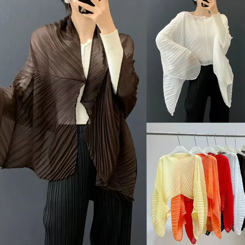 

Miyake Pleated Dual-use Scarf Shawl Versatile Elegant Pleat Lightweight Comfortable Travel Accessories Shawl Female Sun Shirt