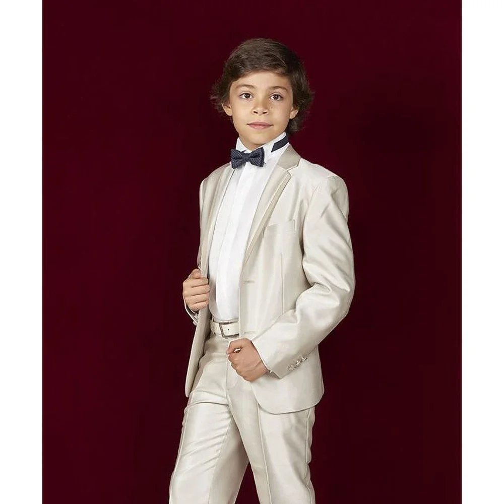 

Elegant Suit for Boy Fashion Satin 2 Piece Notch Lapel Blazer with Pants Formal Casual Costume Wedding Tuxedo Kids Clothes Boys