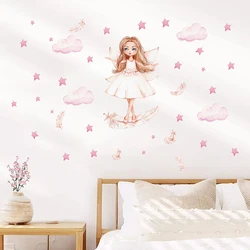 Cartoon Cute Elf Star Cloud Wall Stickers Decoration for Bedroom Girl Gift Wall Decals Kids Room Nursery Home Decore Living Room