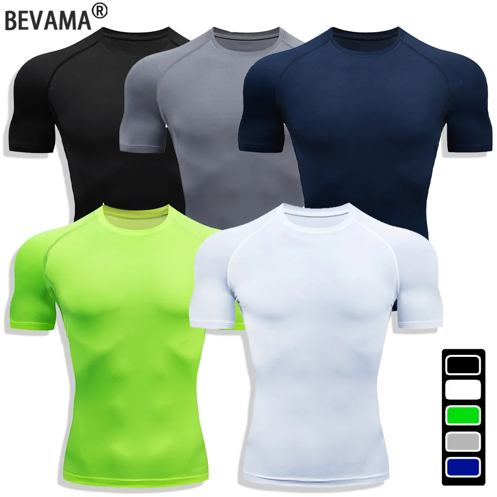 

Men's Compression T Shirt Summer Running Breathable Sportswear Elastic Quick Dry Sport Tops Tee Tights Gym Workout Shirts