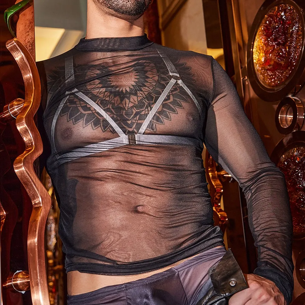 

Mens Tops Sexy Thin Transparent Comfortable Nightclub SeeThrough Bottoming Shirt Sexy Tee Top Underwear Streetwear Party
