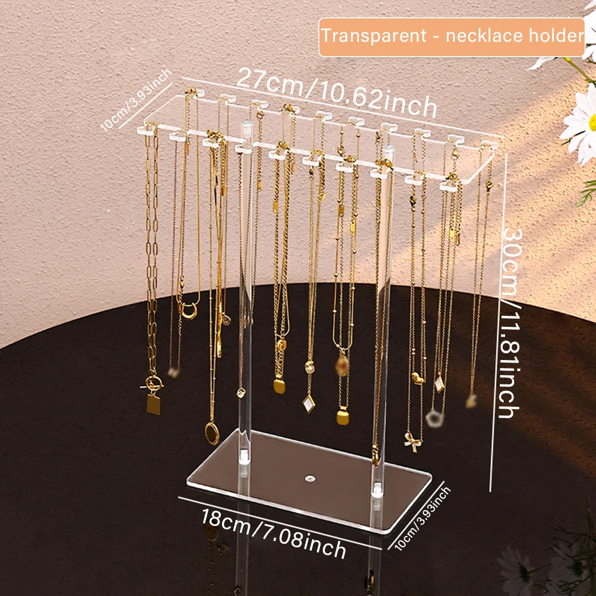 Detachable Transparent Heart-Shaped Necklace Display Rack