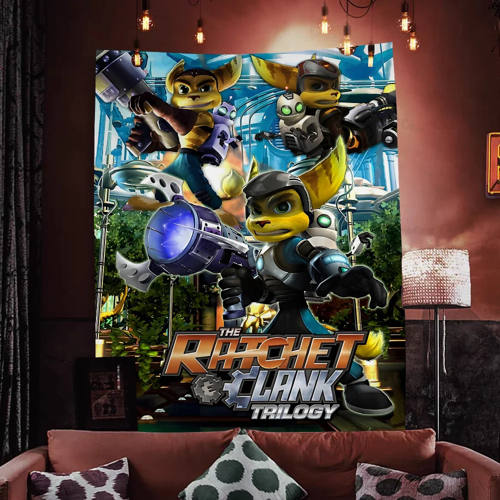 R-Ratchet And Clank Game Wall Tapestry Home Decoration Hippie Bohemian Decoration Divination INS Home Decor