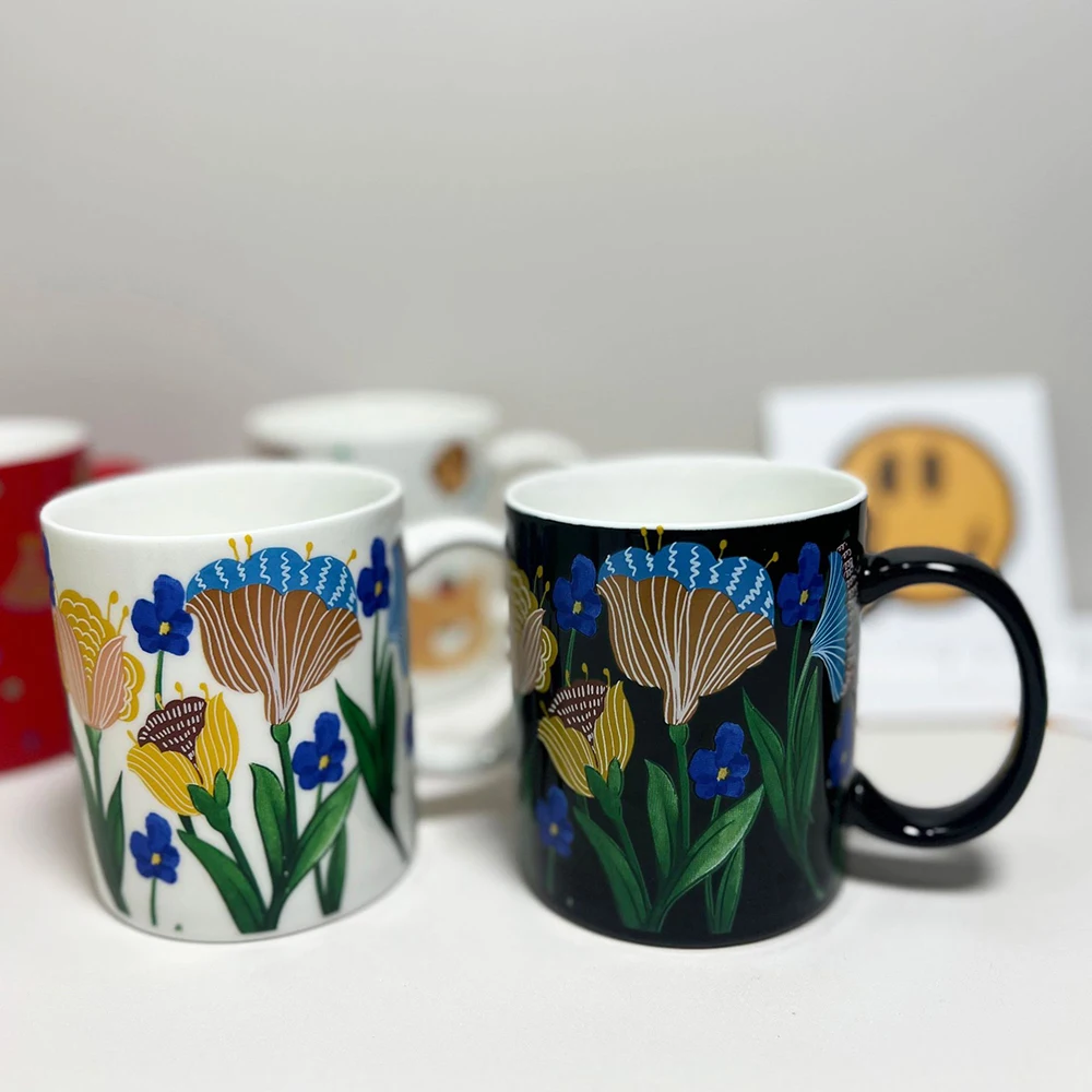 Cartoon Design Ceramic Mug Cute Character Cup Unique Aesthetic Style For Coffee Milk Morning Drinkware Set Gift Idea