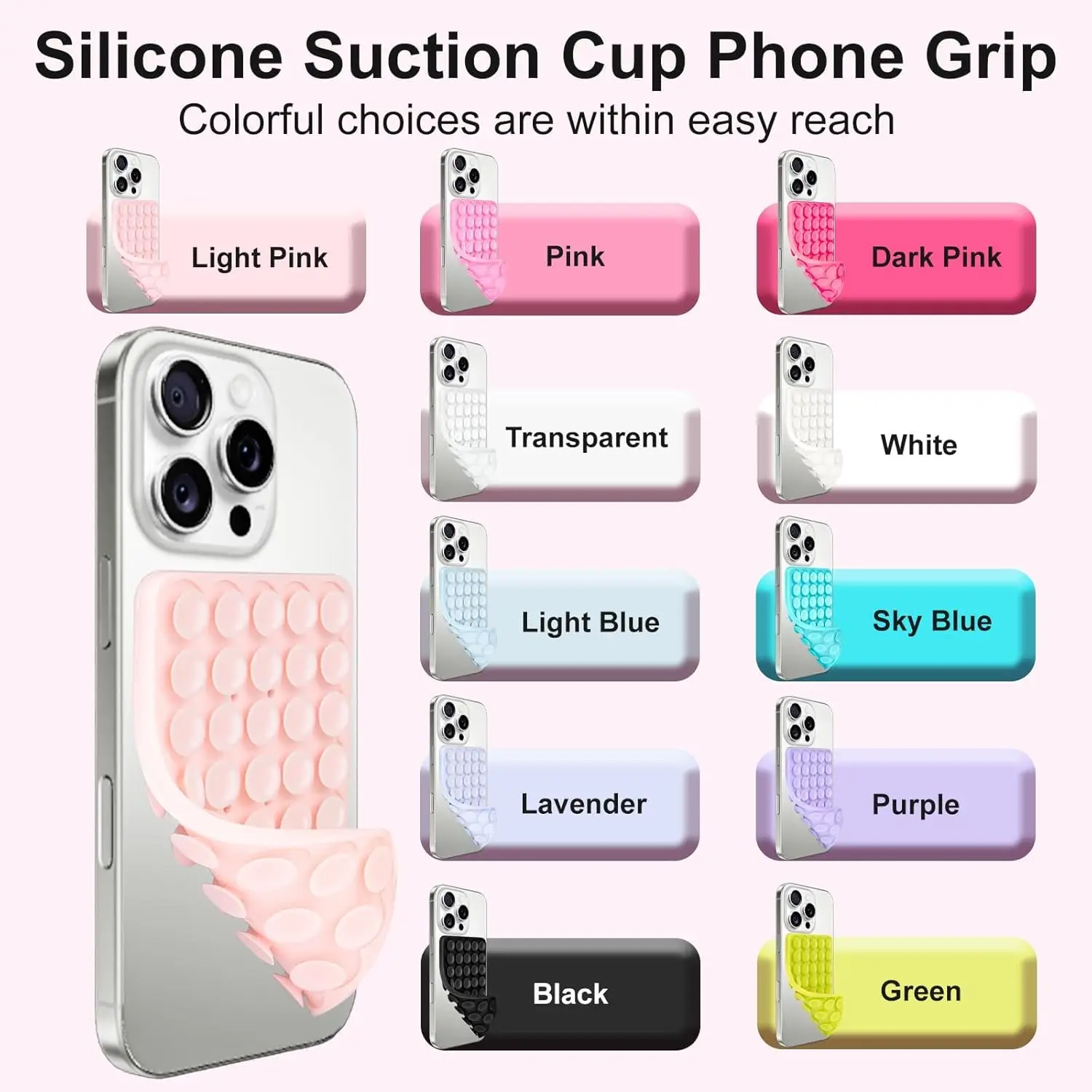 1 Pack Hands-Free Strong Grip Holder for Selfies and Videos, Silicon Phone Stand Sticky