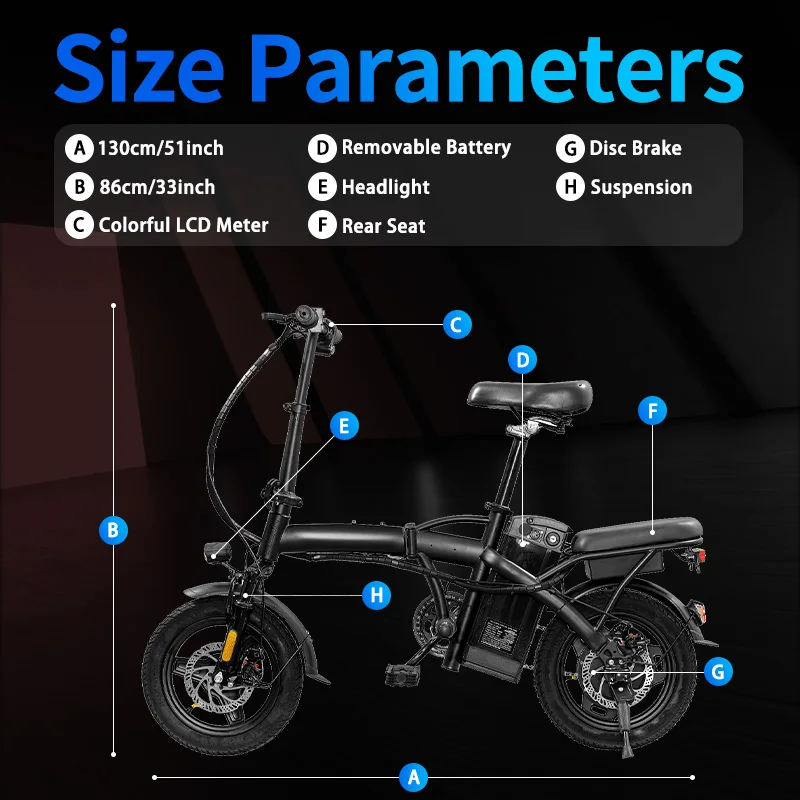 HEZZO T5 格安電動自転車 48V 350W 折りたたみ式電動自転車 10.4Ah 長距離走行 ディスクブレーキ 14インチ スマホホルダー付き EU・US倉庫発送