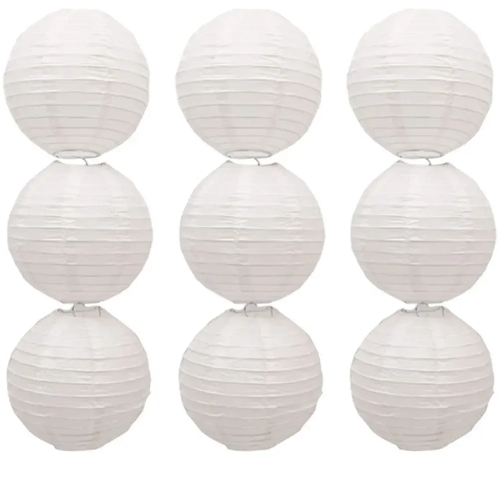 White Round Chinese Paper Lantern Wedding Birthday Party Decoration Holiday Supplies Paper Lamp Decor 10/15/20/25/30/35/40cm