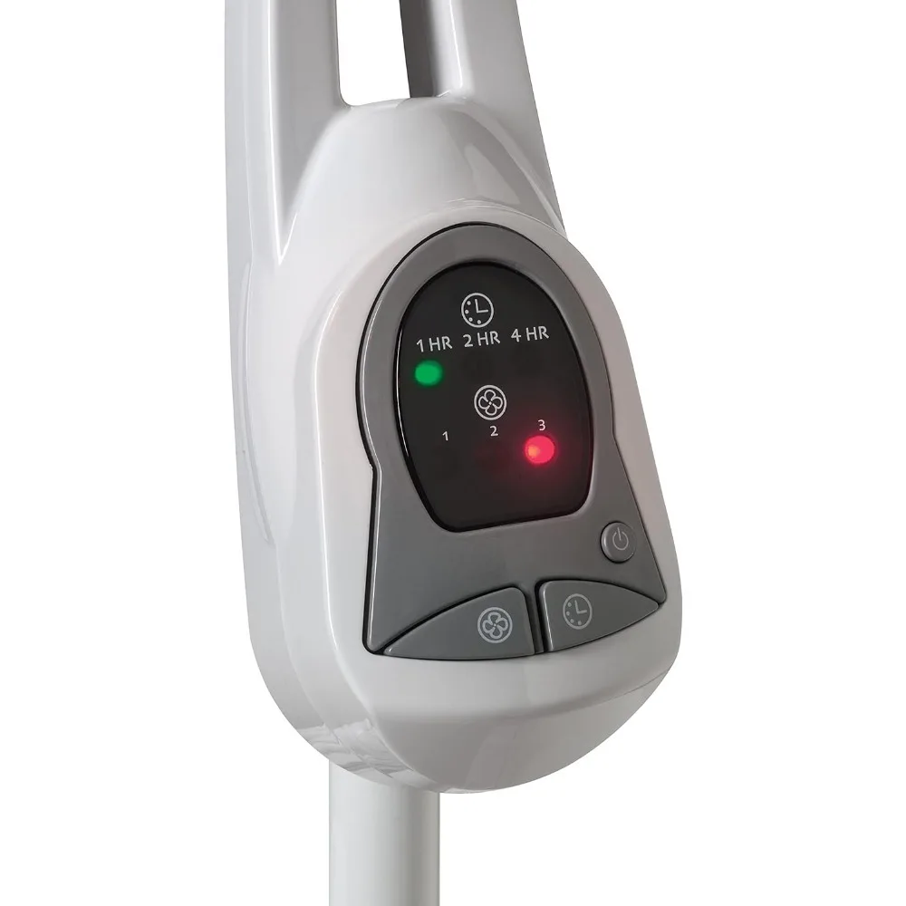 مروحة حامل بقاعدة قابلة للتعديل مع مؤقت وجهاز تحكم عن بعد لغرفة النوم وغرفة المعيشة والمكتب المنزلي، 16 بوصة، أبيض