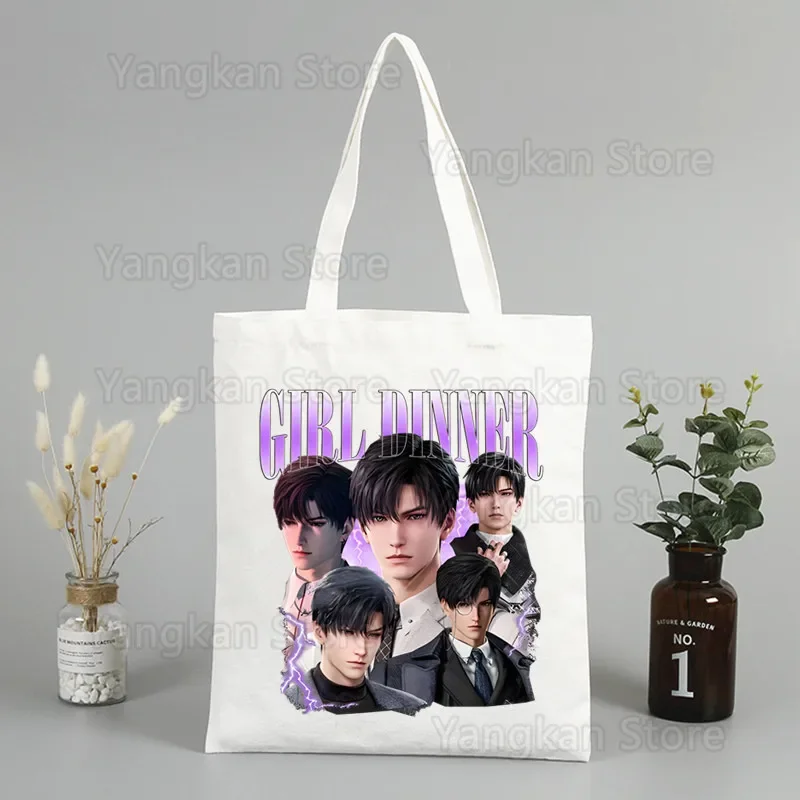Love and Deepspace Sylus My Boyfriend Reusable Funny Shopping Bag Graphic Tote Harajuku Women Canvas Shoulder Bag Female Ulzzang
