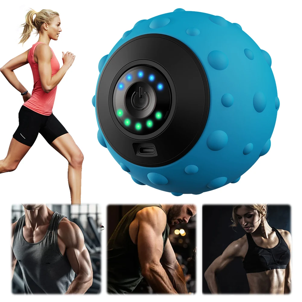 Palla da massaggio elettrica Trigger Point Fascia Ball USB ricaricabile Palla da massaggio a vibrazione 5 marce ergonomica per yoga fitness