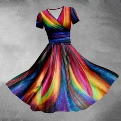 Zomerjurk 2024 Tie-Dye Kleurrijke Jurk Luxe Stijlvolle Avondjurken Mode Vrouwen Party Girl Oversized Vestido Elegante Gewaden