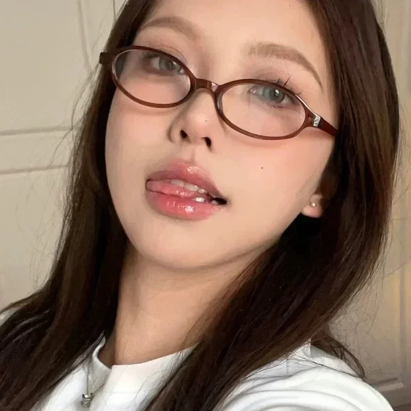 Women Y2K Retro Oval Glasses Small Frame Eyewear Blue Light Blocking Eyeglasses Female Computer Reading Optical Spectacle Óculos