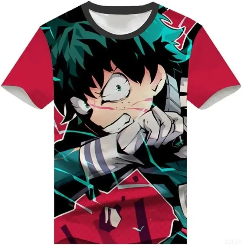 My Hero Academia Deku Anime-Print-T-Shirt, schnell trocknendes, atmungsaktives, lässiges Oberteil für Männer, Frauen, Kinder, passendes Streetwear-T-Shirt für die Familie – Detail 4