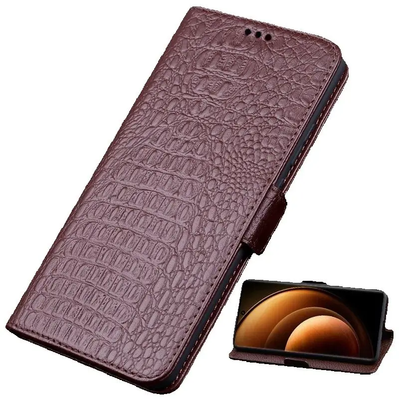 Luxury Real Cowhide Or Lich Genuine Leather Flip Phone Cases For Vivo X200 X100 X100S Pro Hell Full Cover Pocket Bag Case