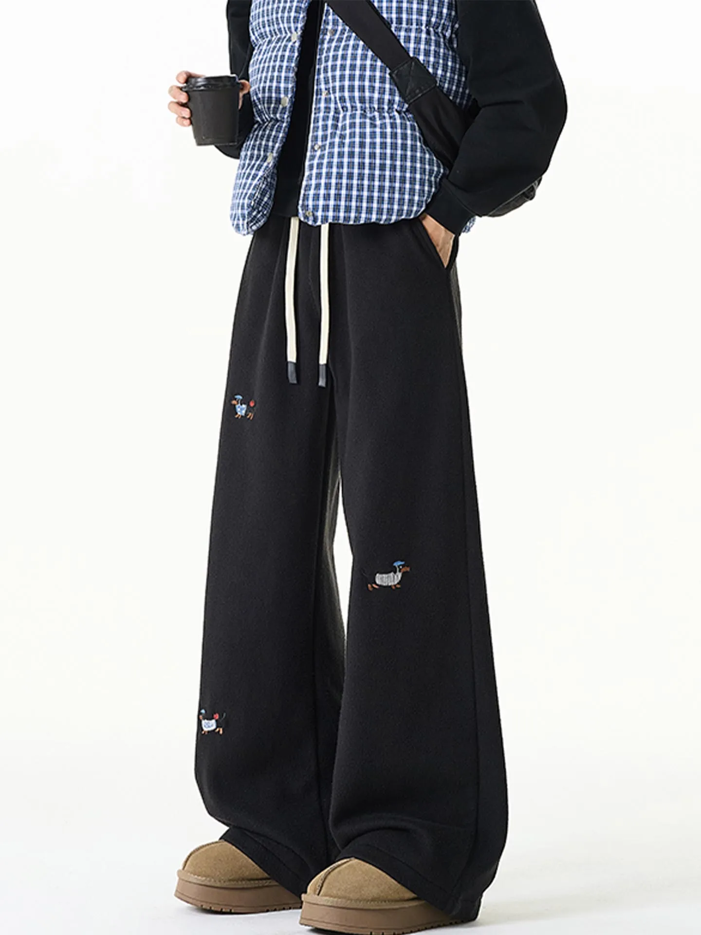 

Мужские зимние утепленные повседневные брюки American Style с флисовой подкладкой, прямые, термо-спортивные штаны с вышивкой «Собачья сосиска»