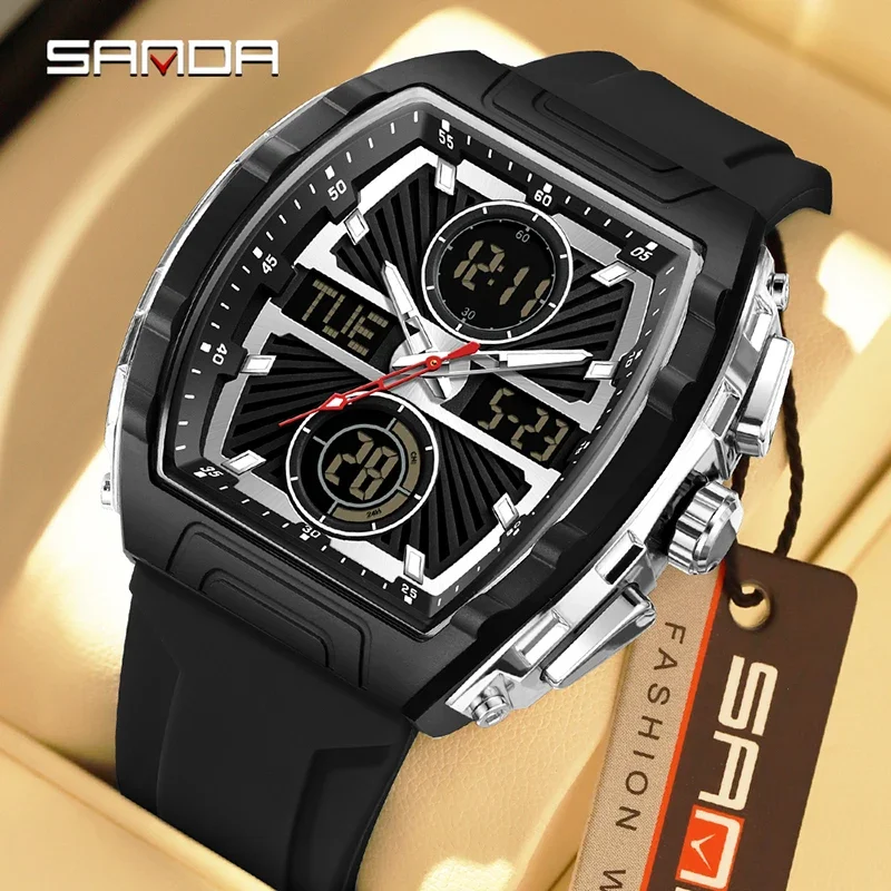 SANDA موضة جديدة الاتجاه ساعات رجالية متعددة الوظائف كرونوغراف إنذار تاريخ الأسبوع مقاوم للماء ساعة يد رجالي Relógio Masculino #1