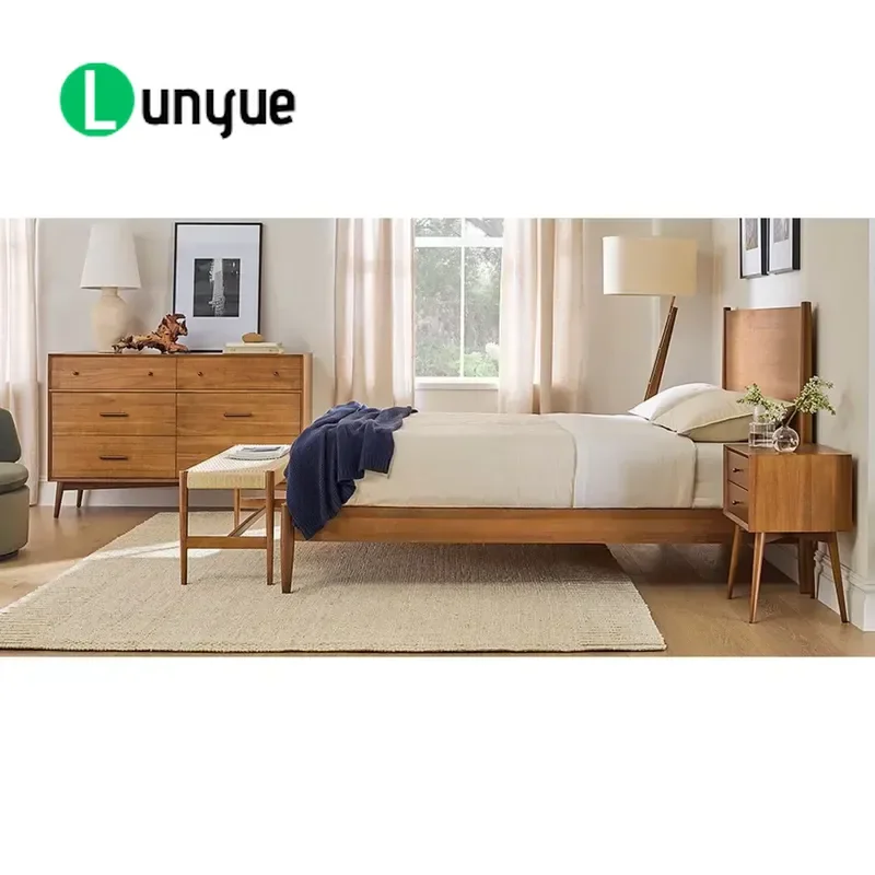 Luxury Mid-Century Wooden Dresser Bedroom Furniture Bedside Table Makeup Vanity Storage Cabinet for Modern Home Decor