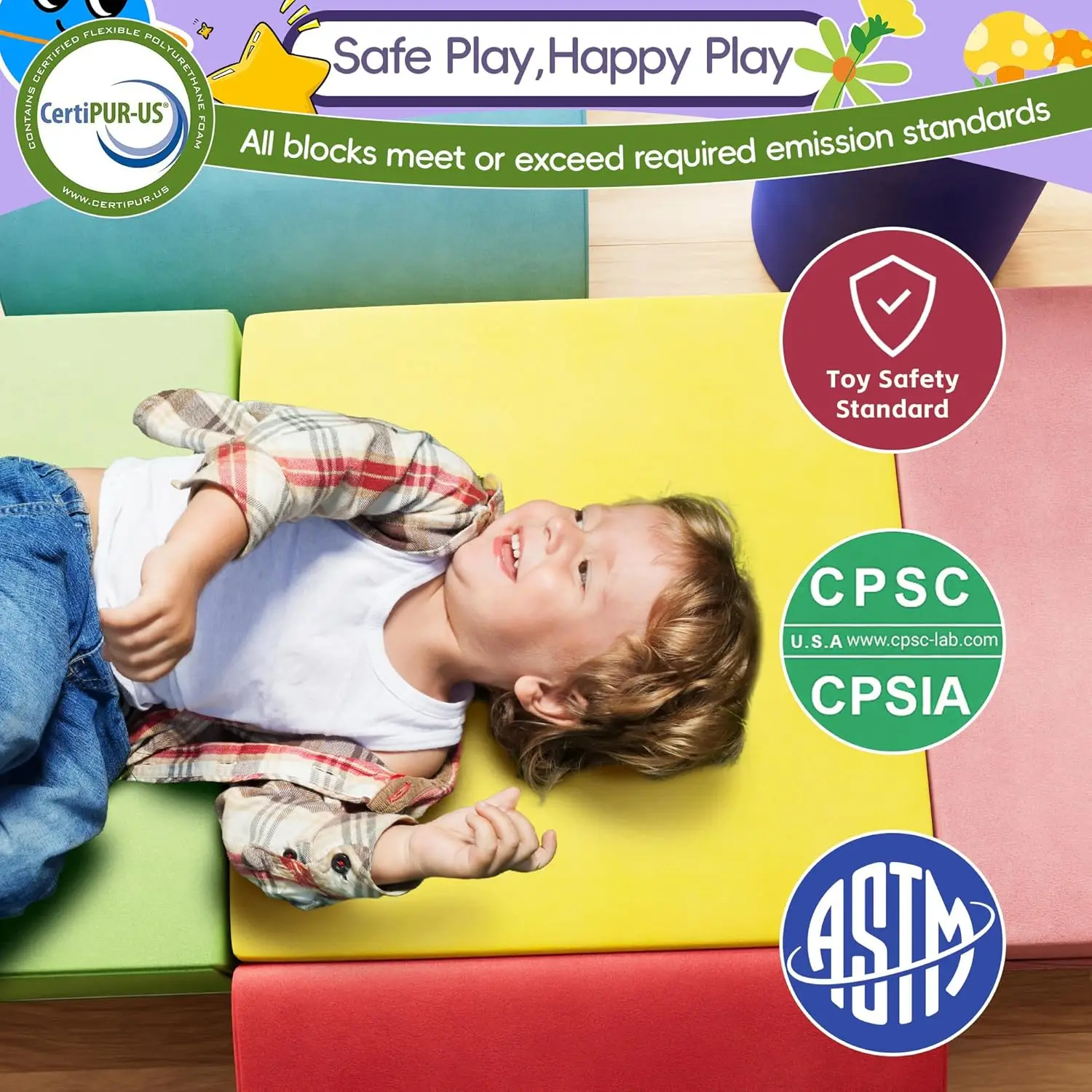 幼児用フォームクライミングブロック6個、ハイハイと滑り用の超高密度フォーム付きベビークライミングジム、屋内ソフト