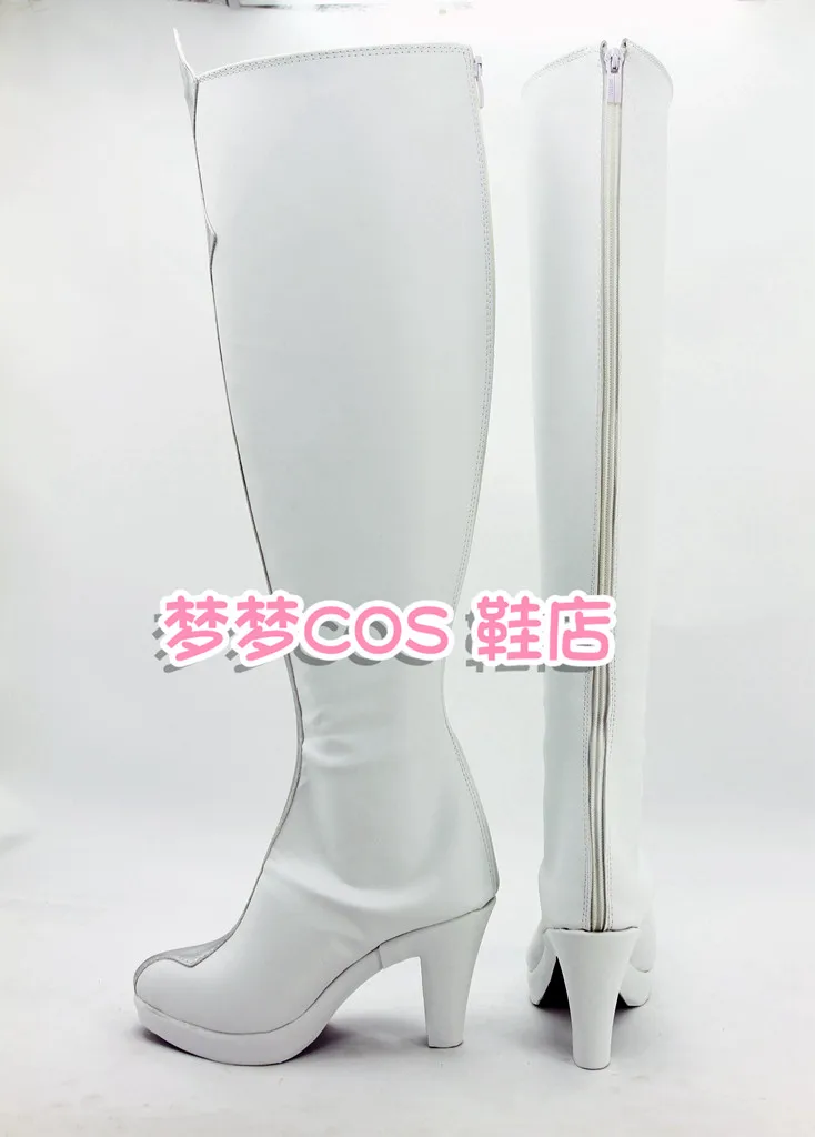 Code Geass‌ CC Cosplay Costume Shoes Handmade Faux Leather White High Heels Boots