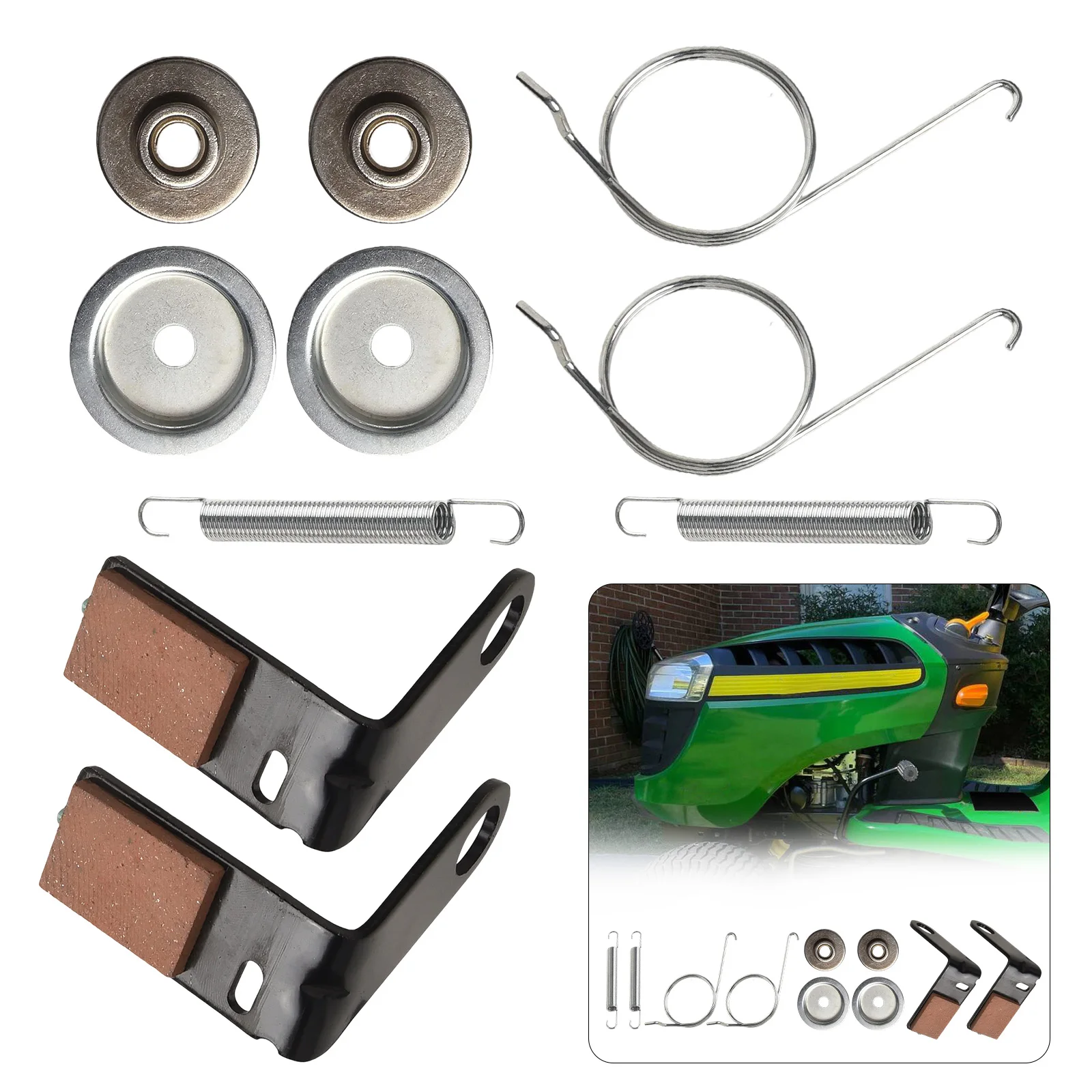 2 conjuntos gy21943b kit de pastilhas de freio gx20515 retentor gx20494 molas gx23240 buchas de deck e molas de tensão gx10120 para john-deere