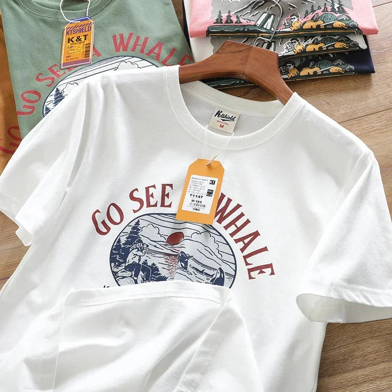 

2026 spring and summer new trend pure cotton printed men loose all fashion short-sleeved half-sleeved T-shirt tide