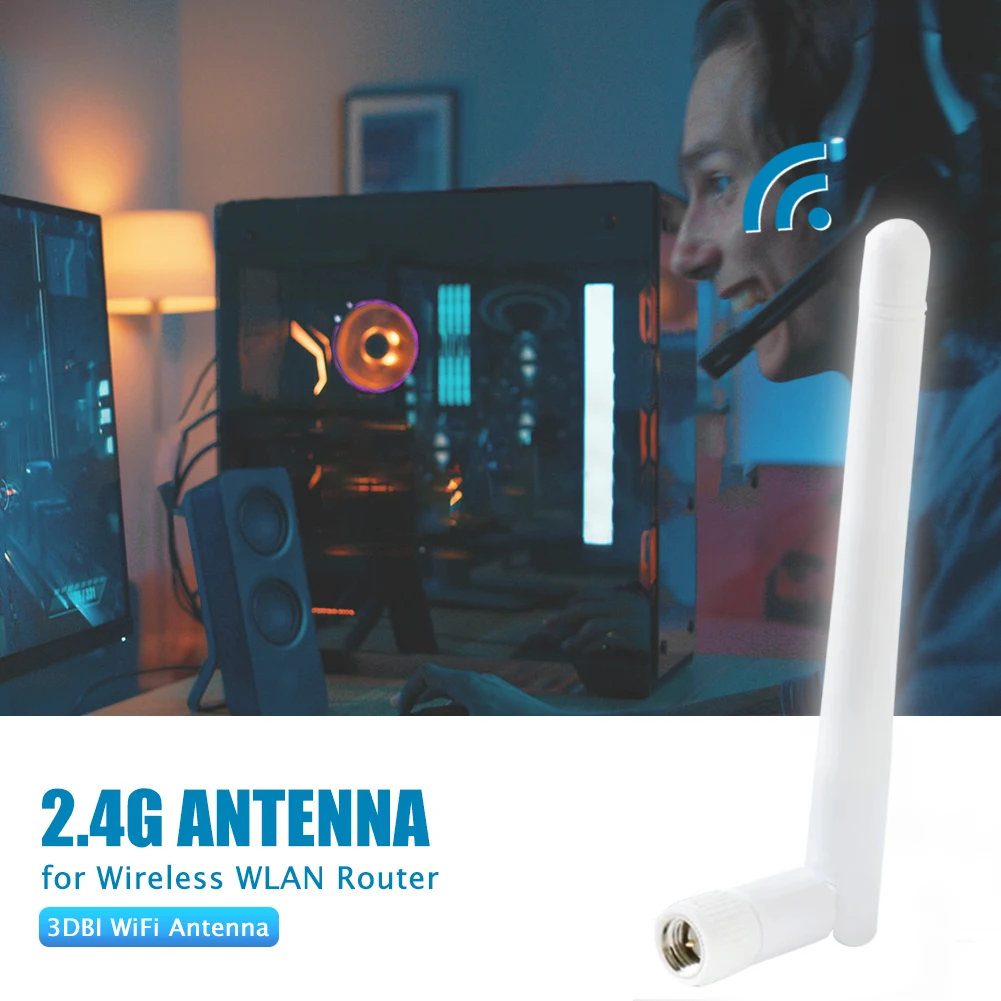 Router WiFi eksternal 3dBi 2.4G, Router antena luar ruangan Aerial dengan SMA Male Plug eksternal Omni antena WiFi untuk Router nirkabel