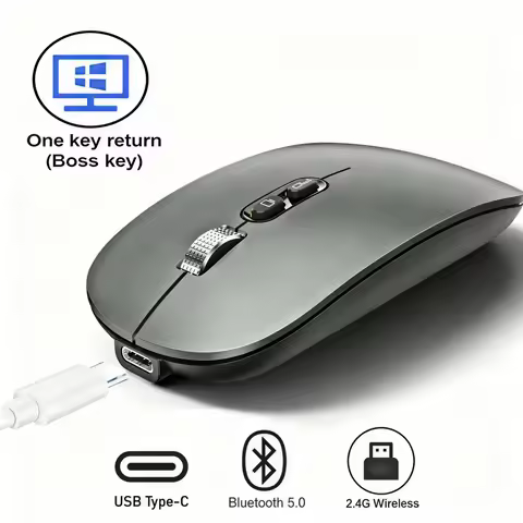 Dual Mode Bluetooth 2.4G Wireless Mouse One-Click Desktop Function Type-C Rechargeable Silent Mice for Laptop PC New