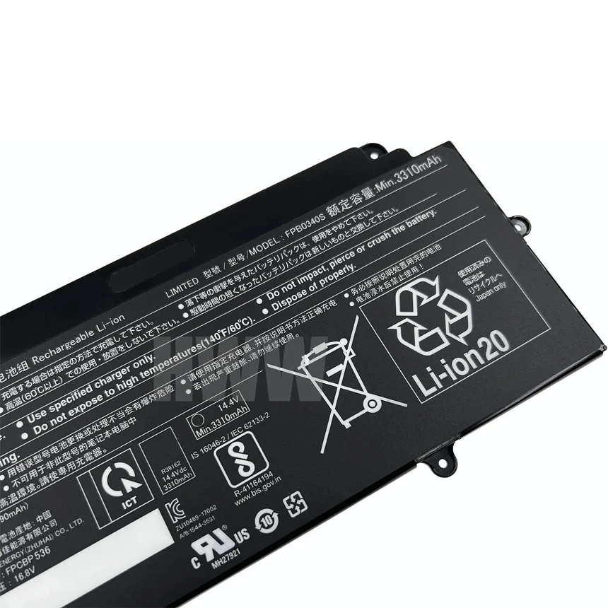 FPB0340S 14.4V 3490mAh 50Wh battery for Fujitsu LifeBook U937 U938 FPCBP536 series FPCBP536 4INP5/60/80 ﻿ image 4