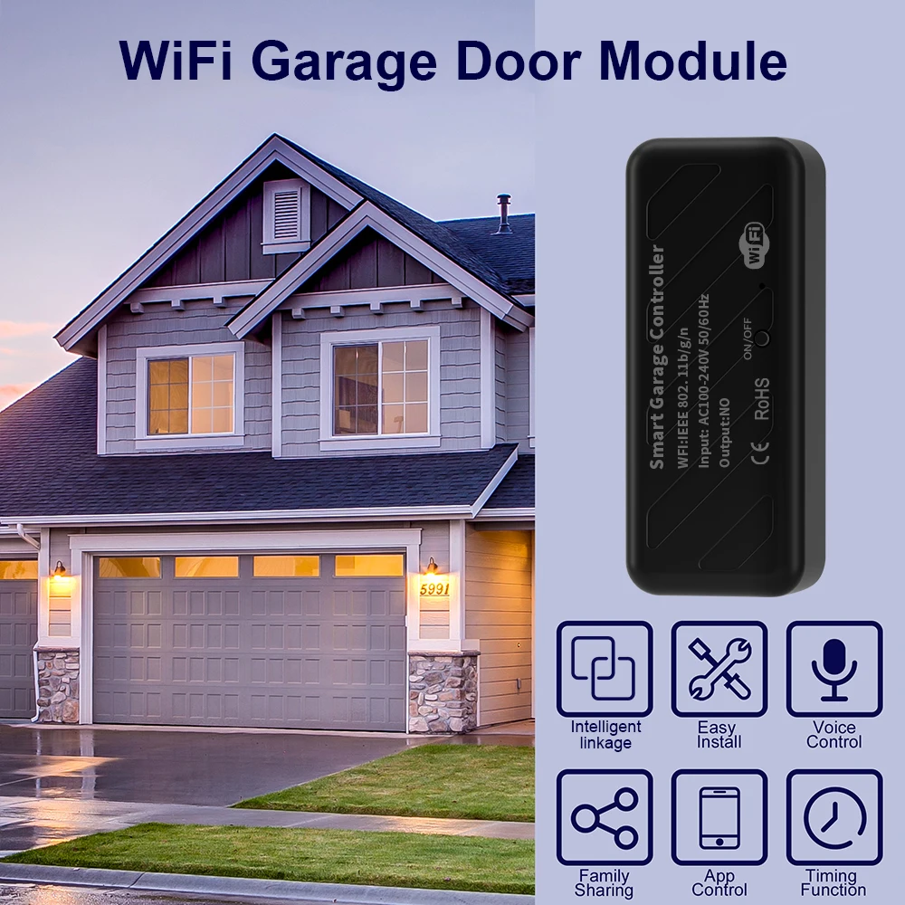 Tuya WiFi Smart Garage Door Opener Controller Motorized Door Opener Wireless Remote Works With Voice Control Alexa Google