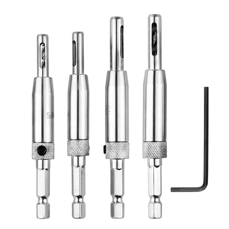 

Self Centering Hinge Drill Bits Centering Door Window Hinge Hole Opener Woodworking Positioning Saw Cabinet Tools 4Pcs 8Pcs