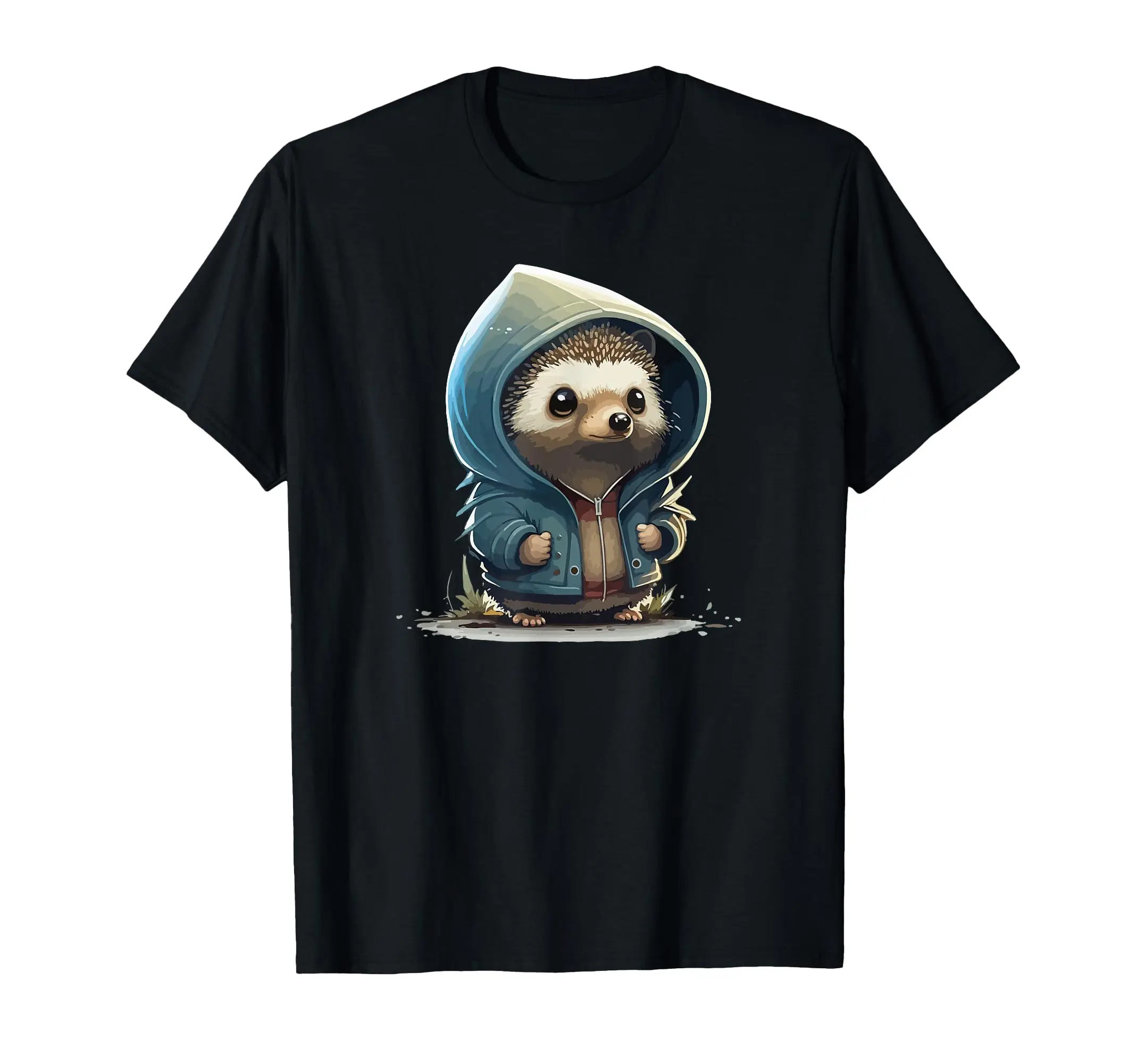

Funny Cute Hedgehog Printing T-Shirt Hedgehog Lover Gift Shirt Cotton O-Neck Tee