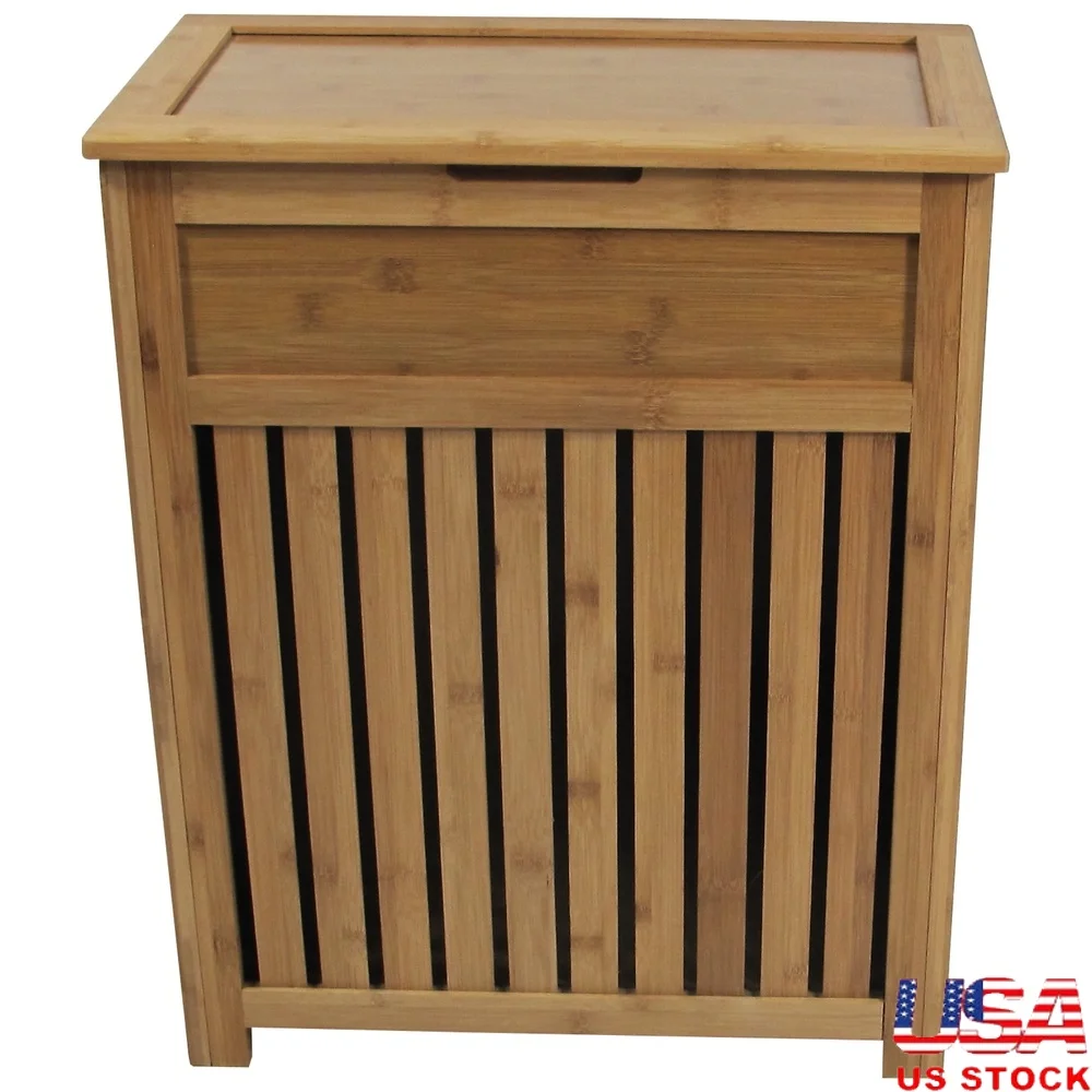 

Eco-Friendly Bamboo Laundry Hamper Stylish Chain Lid Easy Assembly Indoor Outdoor Use Durable Design with Side Handles