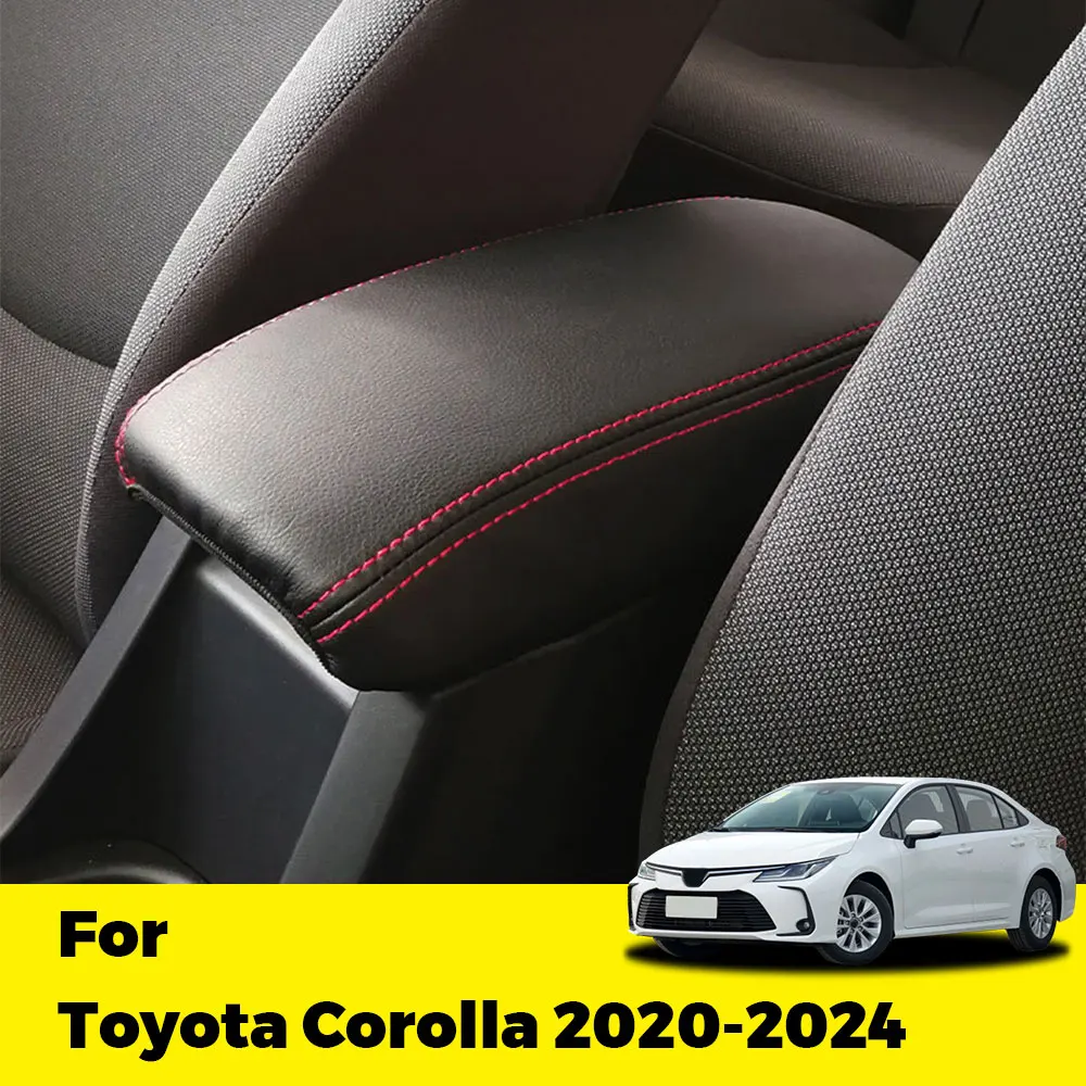 For Toyota Corolla 2020-2024 PU Leather Armrest Pad Car Styling Arm Rest Storage Box Protect Cover Decoration Accessories