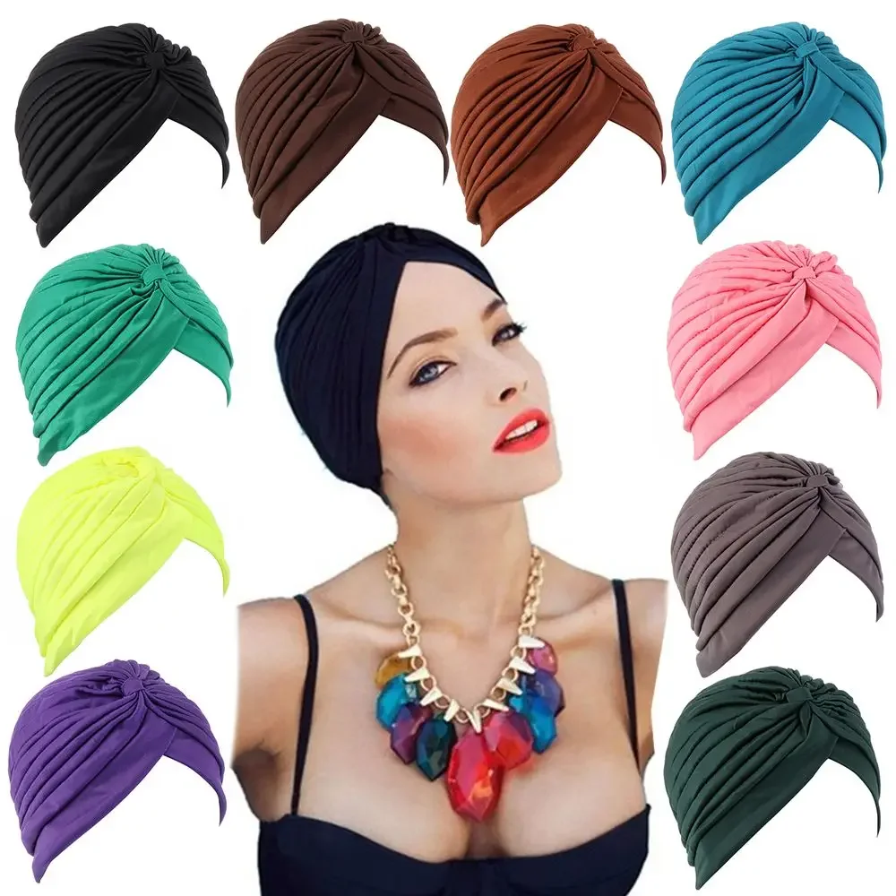 Mulheres cabeça envoltório senhoras cabeça capa turbante elástico chapéu muçulmano bandana cachecol perda de cabelo quimio boné headwear