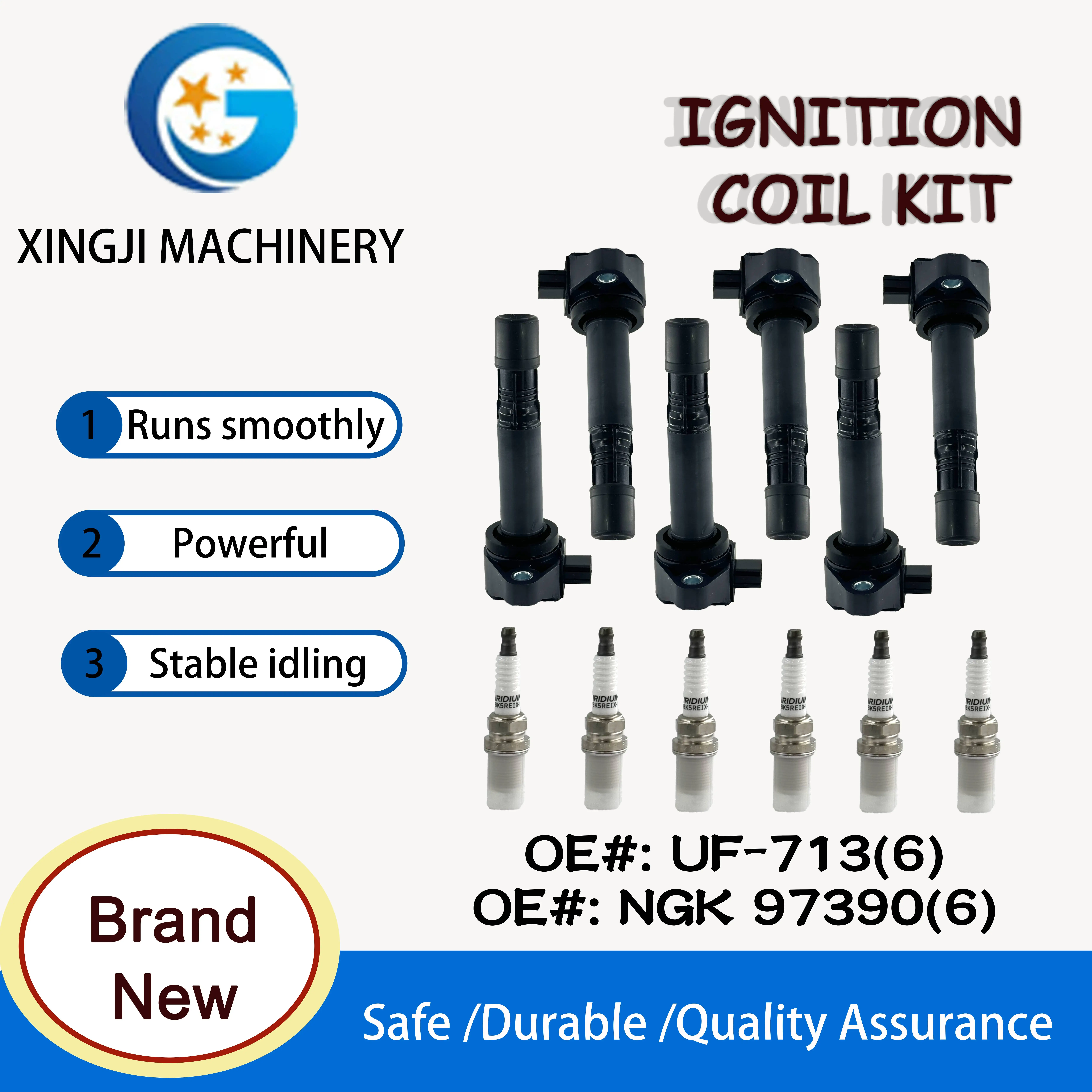 

a set of Xingji 6 Ignition Coil Packs and Spark Plugs For Honda Accord 2013-2017 #UF713 And NGK #97390