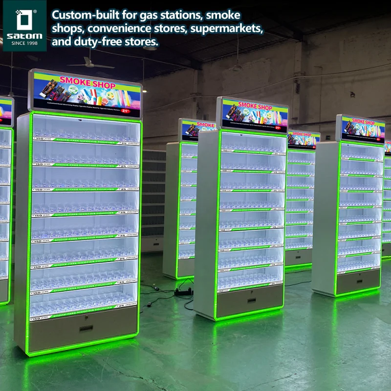 custom.Europe USA Smoke Shop Metal Display Stand Rack Gas Station Retail Stores with LED Light
