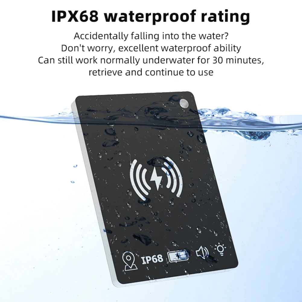 Тонкий кошелек-трекер, беспроводная подзарядка, IPX68, локатор предметов с NFC для Apple Find My APP и Network, тонкая багажная бирка, 1 шт.