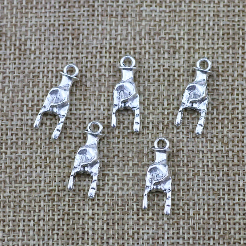 15pcs/Lot 8x22mm Hand Finger Alloy Charms Antique Silver Color Pendants for DIY Jewelry Making Charm