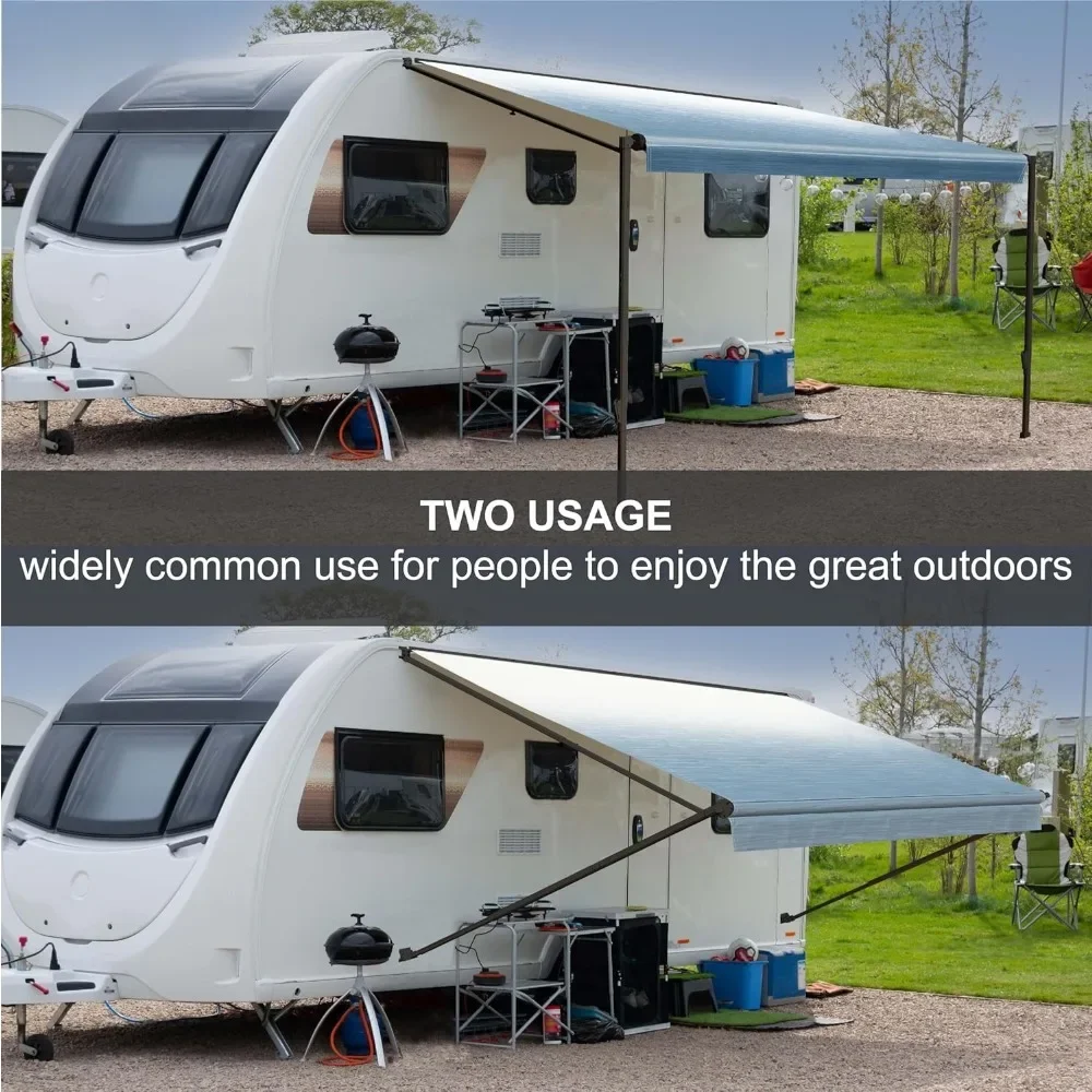 Tenda RV Manual Kit Lengkap Tenda Dapat Ditarik Modular Hitam untuk RV, Roda 5, Trailer Perjalanan, Tenda Trailer RV Motorhome