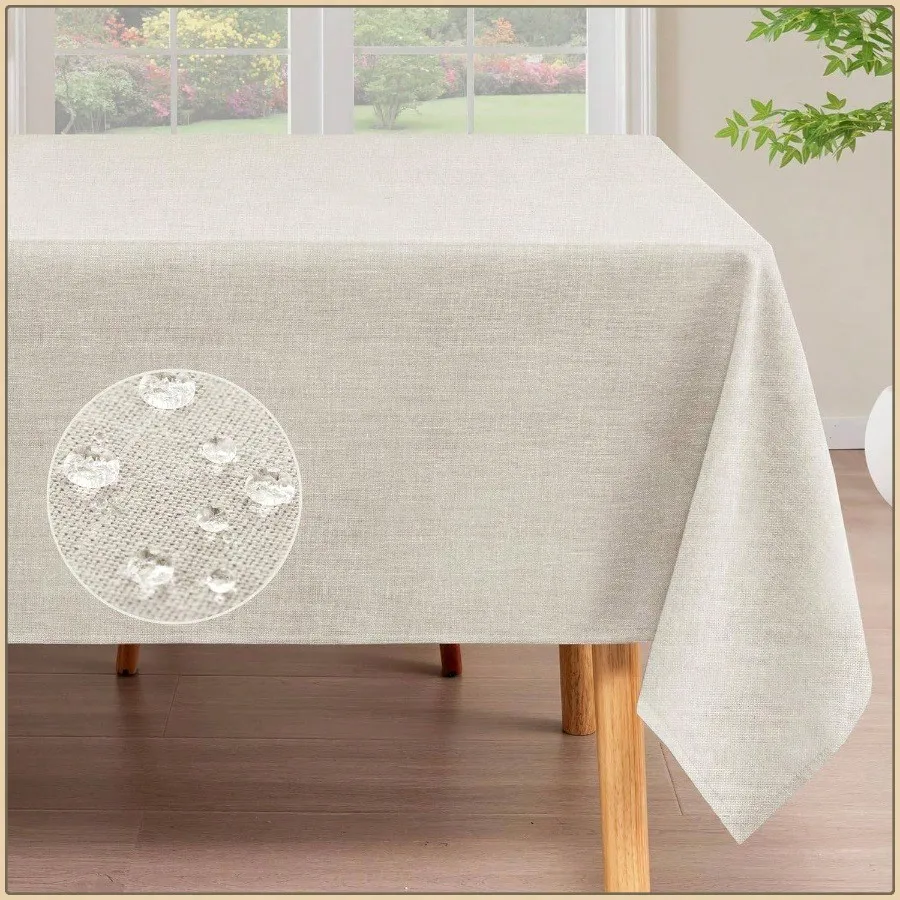 

Linen Tablecloth Square, 60x60 Inch, Spill-Resistant and Waterproof Tablecloth, Soft Thick Fabric Resists Wrinkles