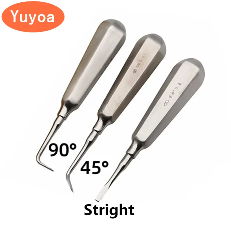 

3Pcs Stainless Steel Dental Broken Crown Tools Luxating Lift Elevator Stright Curved Tooth Extraction Tool Dentistry Instruments