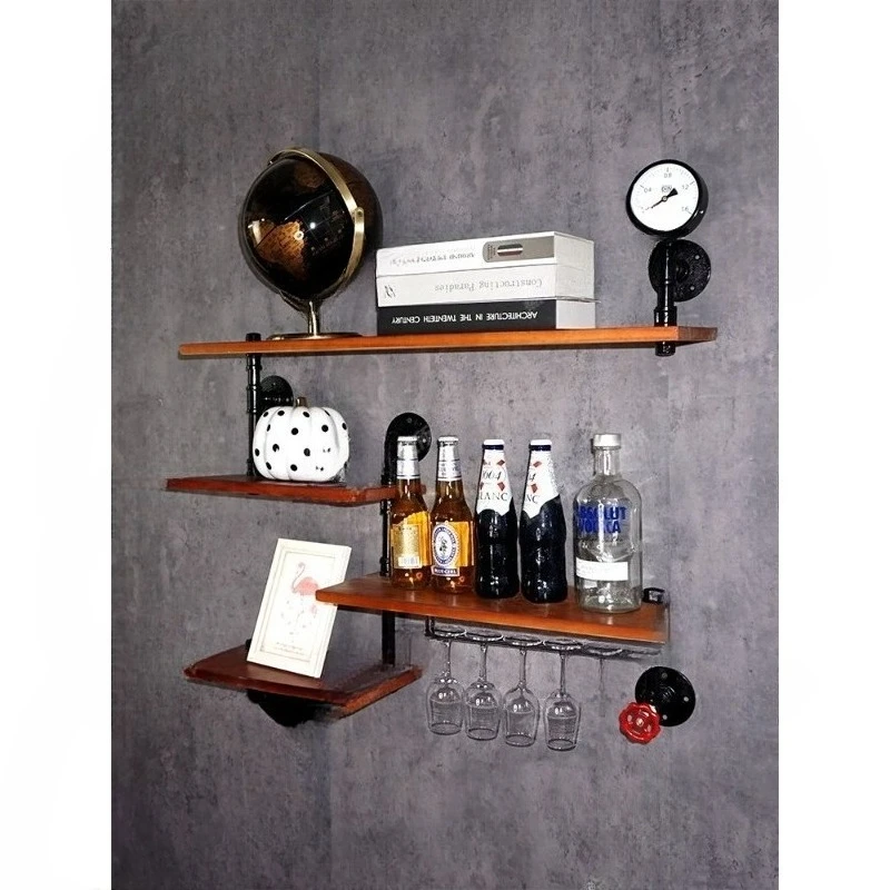 wall-rack-bar-counter-wall-decoration-wall-hanging-wrought-iron-solid-wood-baffle-creative-water-pipe-wine-rack