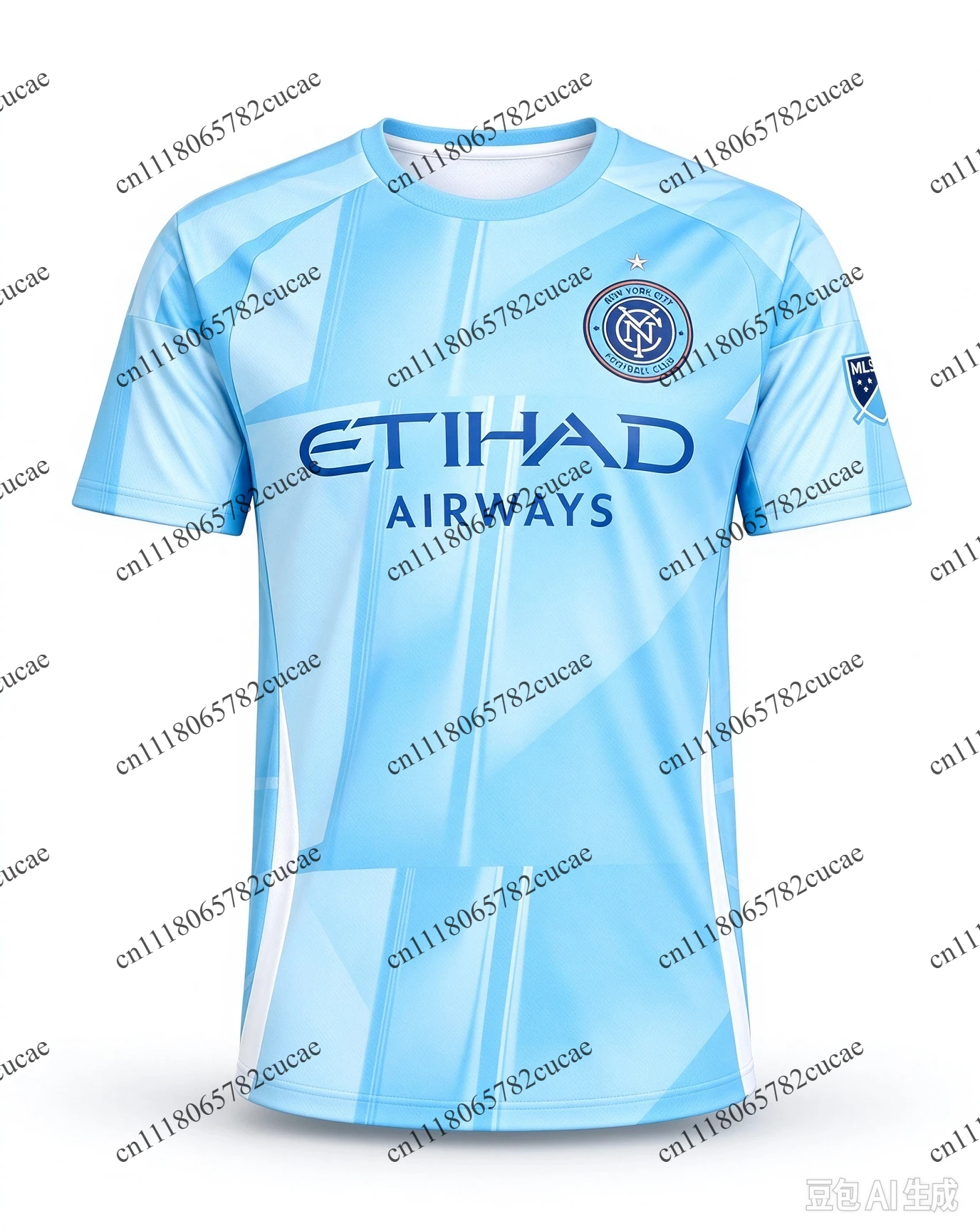 New York City FC 26-27 Home Soccer Jersey Light Blue Men Short Sleeve Crew Neck Football Shirt Match Training