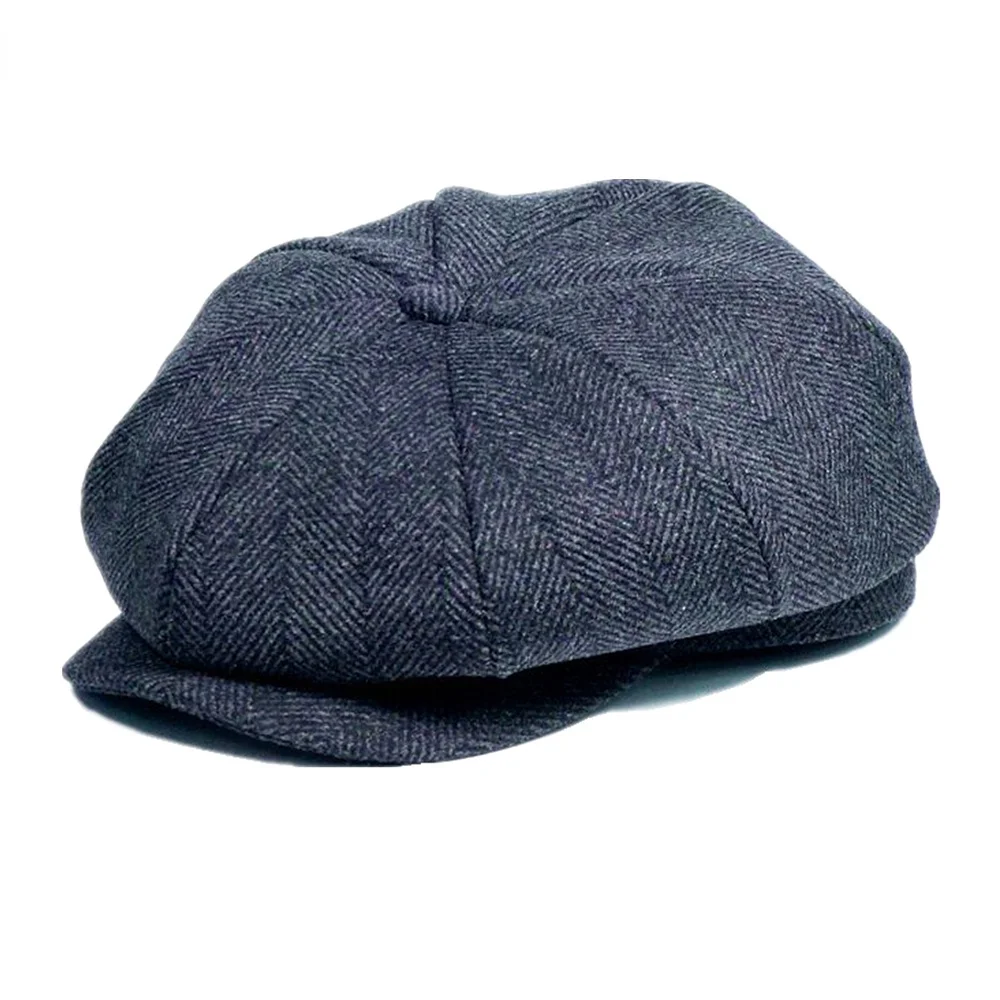 NEWSBOY Wool Men Hat Tweed Plaid Newsboy Cap British Style Brand Flat Cap Woolen Octagonal Hat Autumn Winter Male Beret