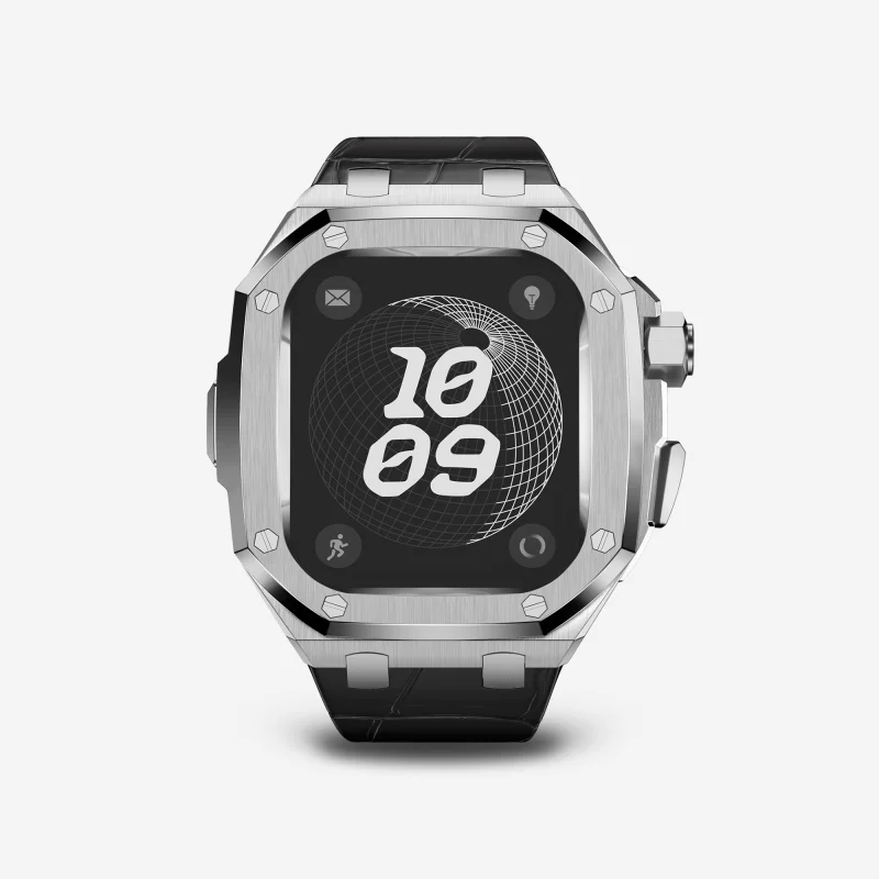 Luxury Titanium Alloy Modification Kit For Apple Watch Ultra 3/2/1 49mm Leather Strap For Iwatch Series 10 9 8 7 6 SE3 45MM 44MM