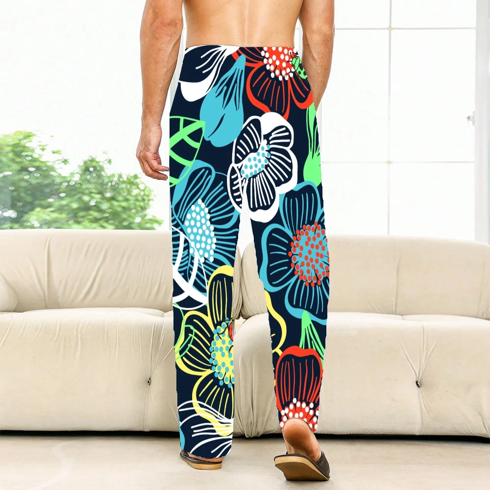 Beautiful Floral Pattern Pajama Pants Mens Womens Lounge Pants Super Soft Unisex Sleep Pajama Bottoms with Pockets Drawstring