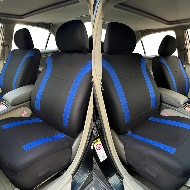 2mm Sponge Sports Universal Polyester Car Seat Cover Set Plain Fabric Bicolor Stylish Car Accessories Seat Protector For Car SUV